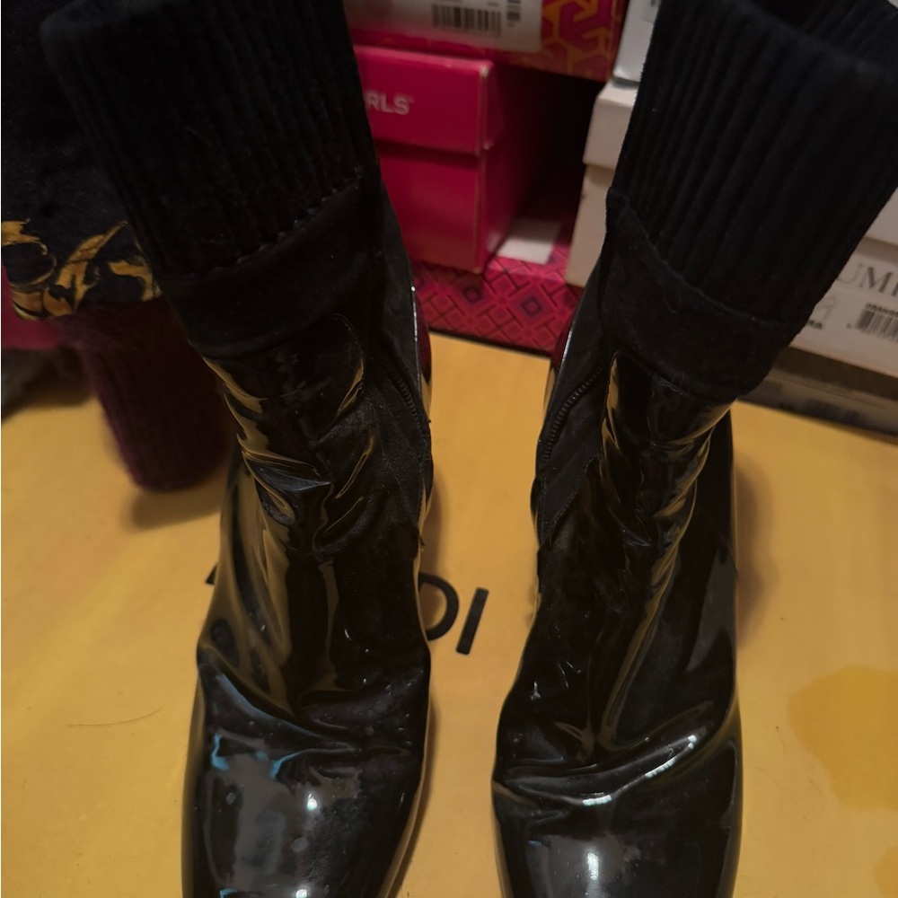 Louis Vuttion Black Patent Leather Boots